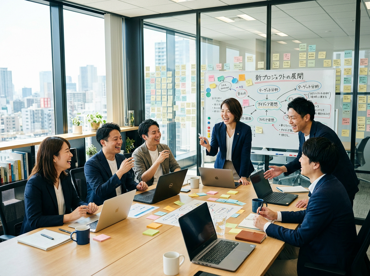 チームでディスカッションする嬉画・志援のメンバー